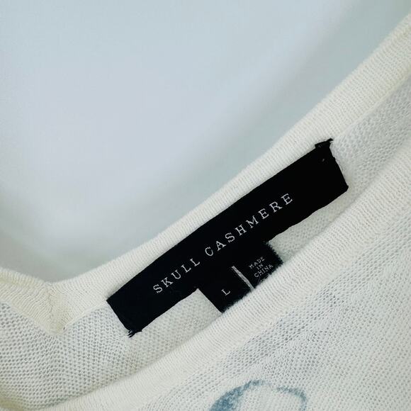 Skull Cashmere Linen Skull Print Tank Top Large Lightweight Edgy Knit - Picture 3 of 8